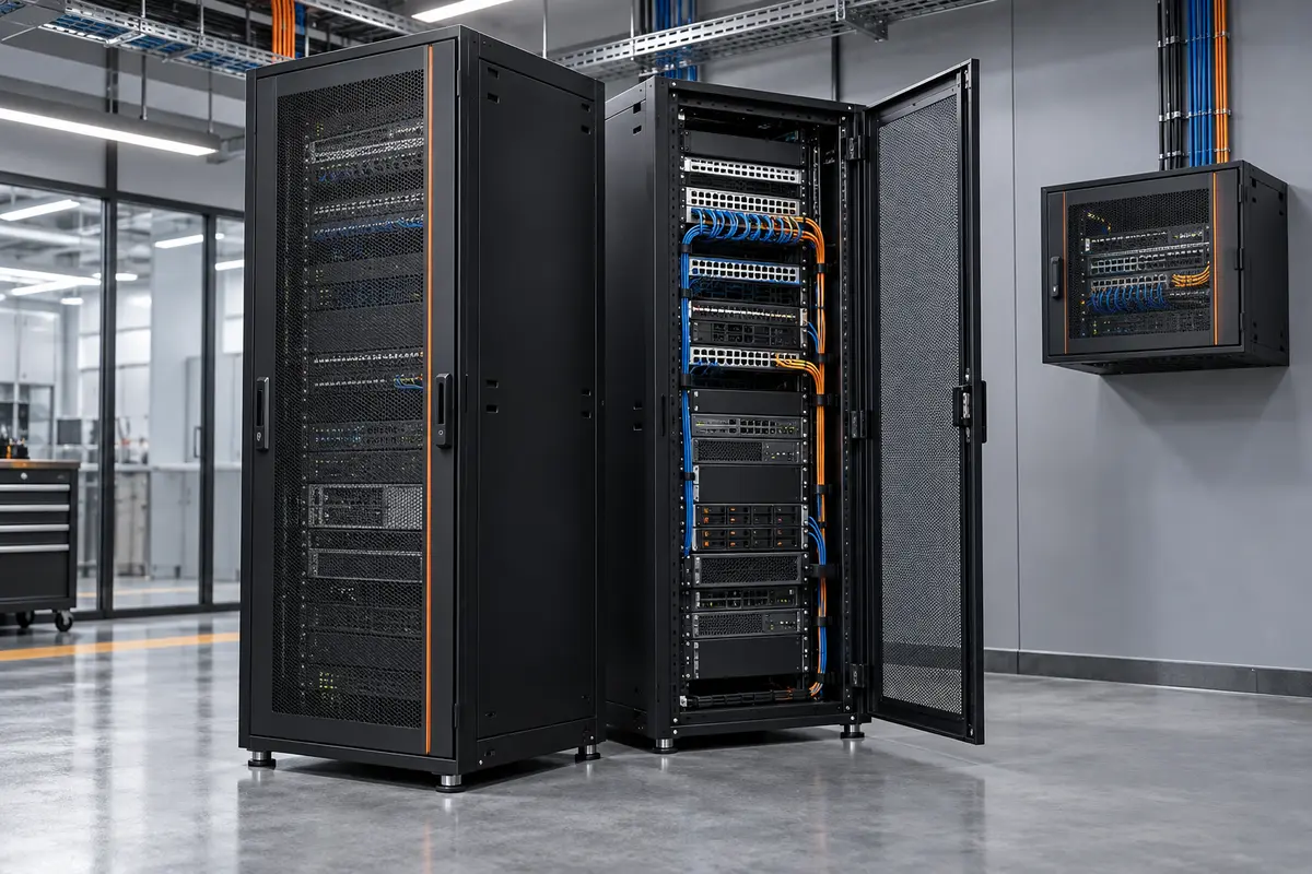 Network, server & telecom racks illustration