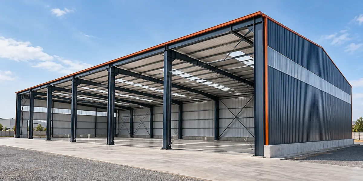 Industrial sheds & steel frameworks illustration