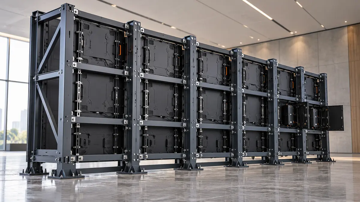 Video-wall & LED screen support systems illustration