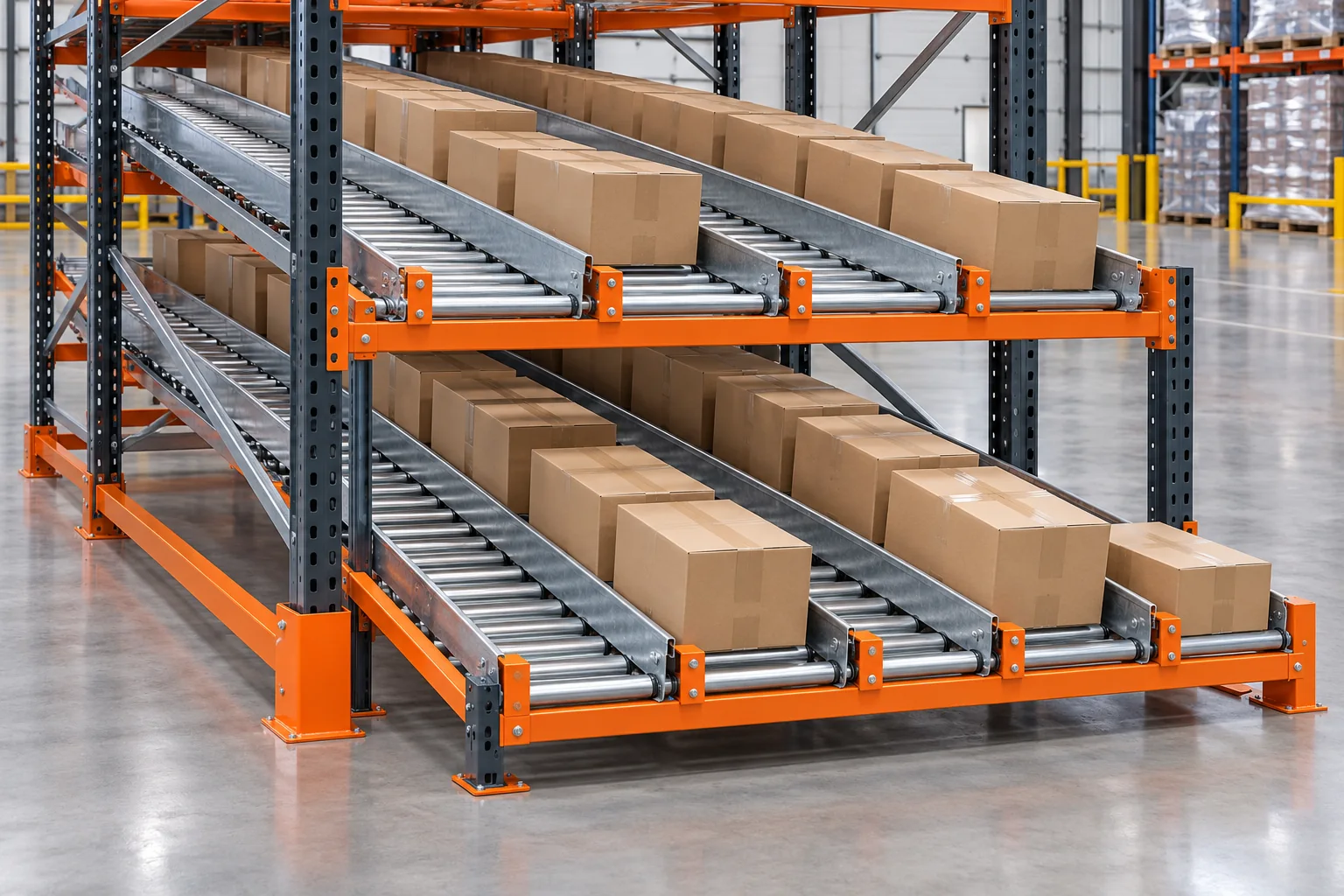 FIFO carton flow racks