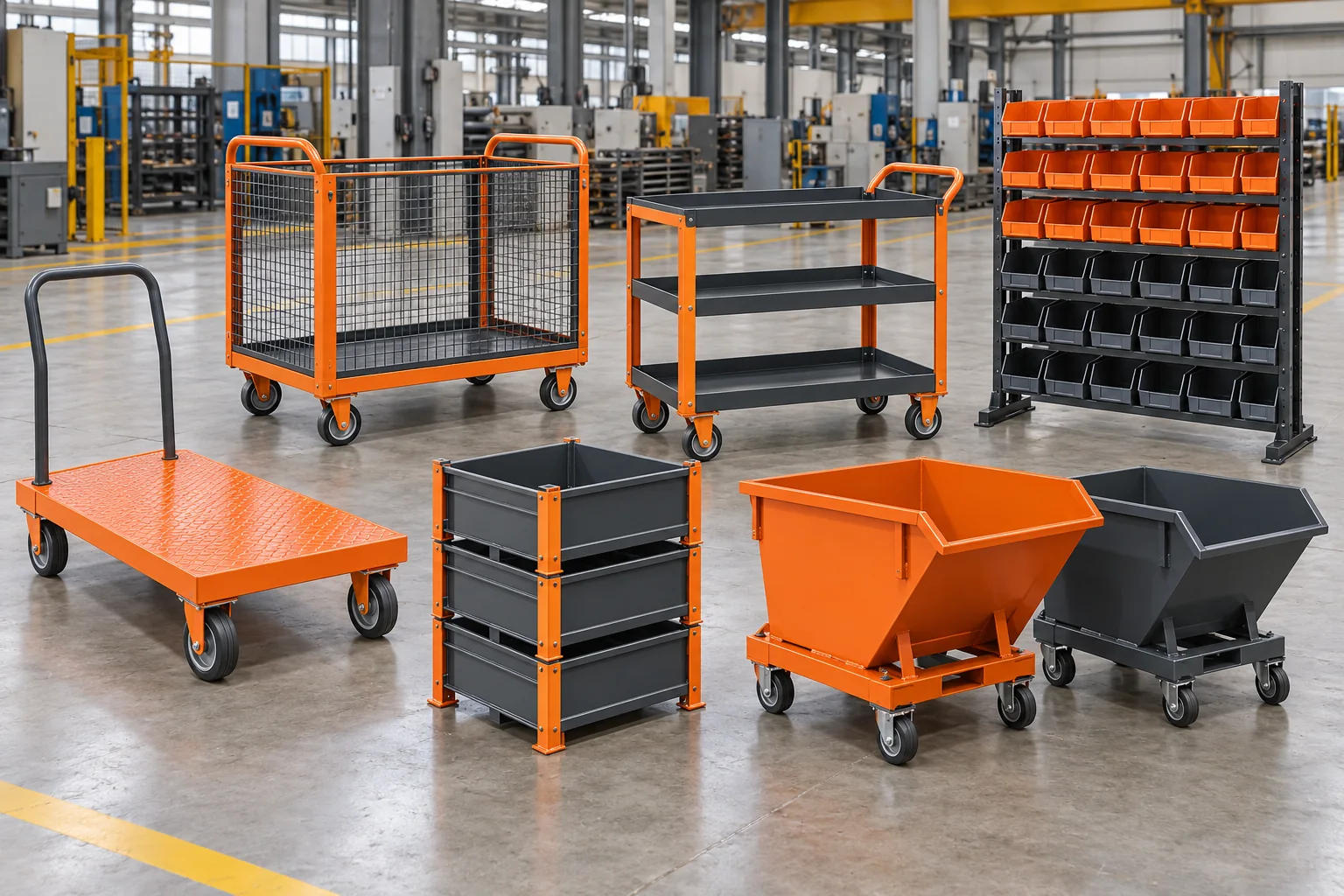 Industrial trolleys bins and material handling equipment