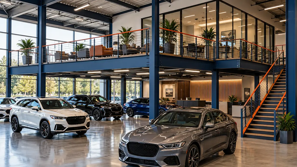 Mezzanines for vehicle showrooms. illustrative product view