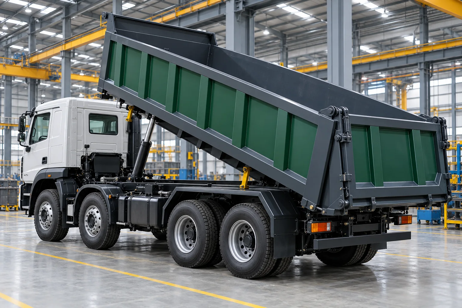 Heavy commercial tipper and dumper body on chassis